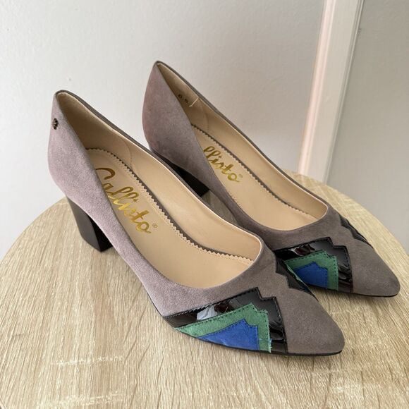 NEW Callisto Women's Advisor Pump Block Heels Size 6.5 Gray Suede - Picture 14 of 16